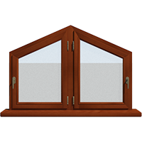 Деревянное окно - пятиугольник из лиственницы Модель 114 Тик